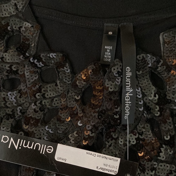 Black hi/lo, cocktail dress with embellishments - Picture 3 of 4